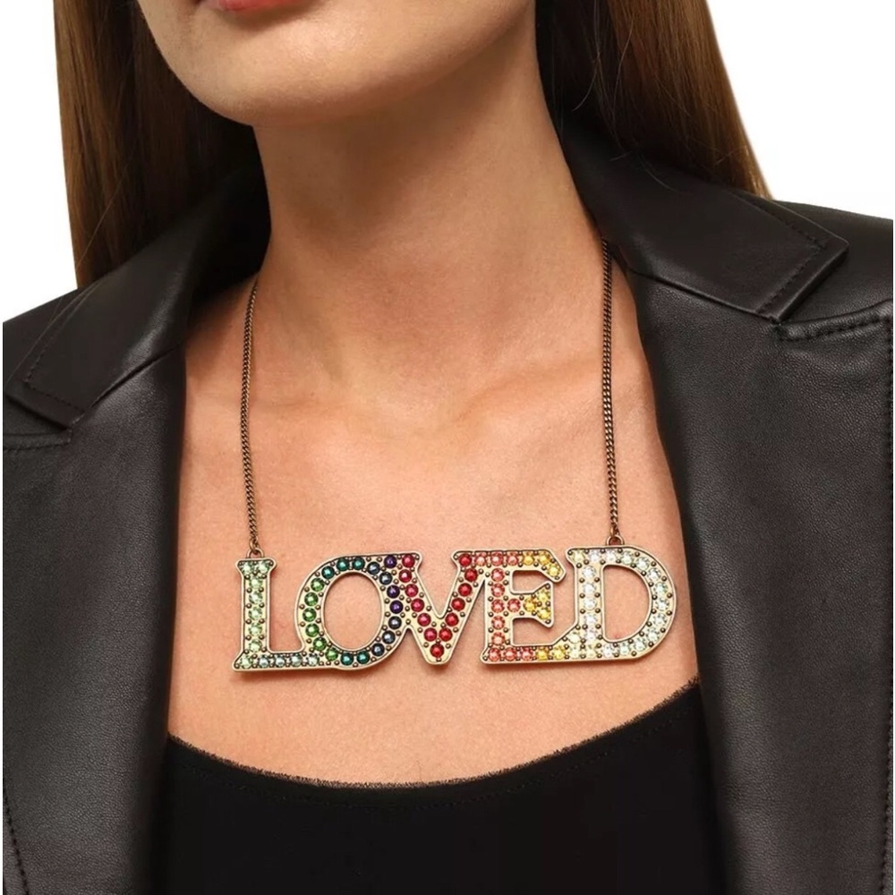 Gucci Multicolor 'Loved' Bog necklace w logo gg clasp